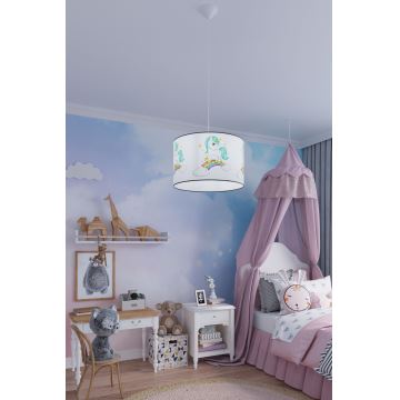 Dječji luster na sajli UNICORN 1xE27/15W/230V pr. 30 cm jednorog