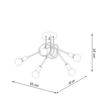 Nadgradni luster LOOP 5xE27/15W/230V krom