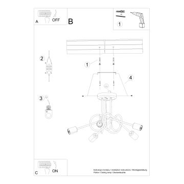 Nadgradni luster LOOP 5xE27/15W/230V krom