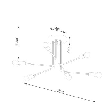 Viseći luster NORAH 6xE27/15W/230V crna