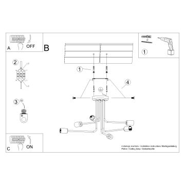 Viseći luster NORAH 6xE27/15W/230V crna