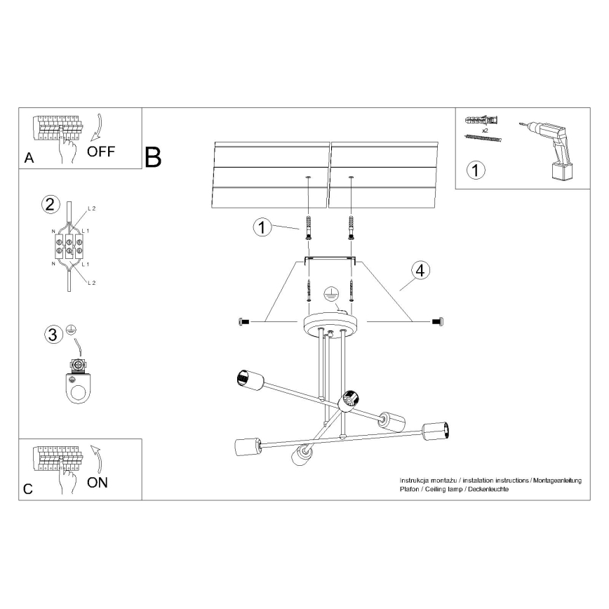 Viseći luster NORAH 6xE27/15W/230V crna