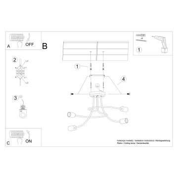 Viseći luster LEVAR 4xE27/15W/230V crna