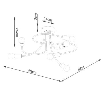 Viseći luster LEVAR 6xE27/15W/230V crna