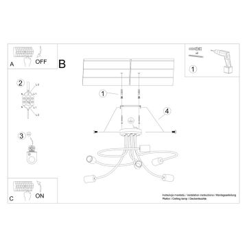 Viseći luster LEVAR 6xE27/15W/230V crna