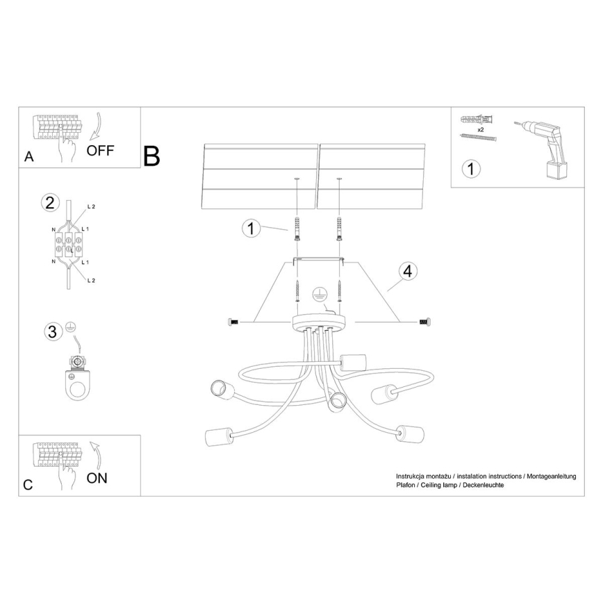 Viseći luster LEVAR 6xE27/15W/230V crna