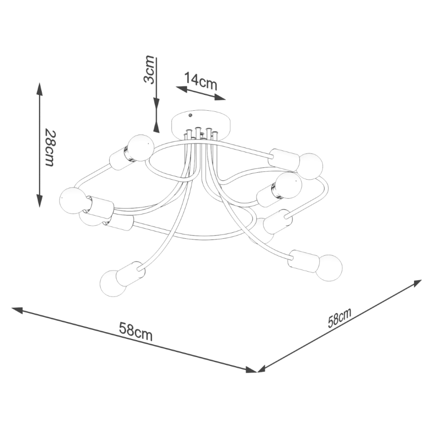 Viseći luster LEVAR 8xE27/15W/230V crna