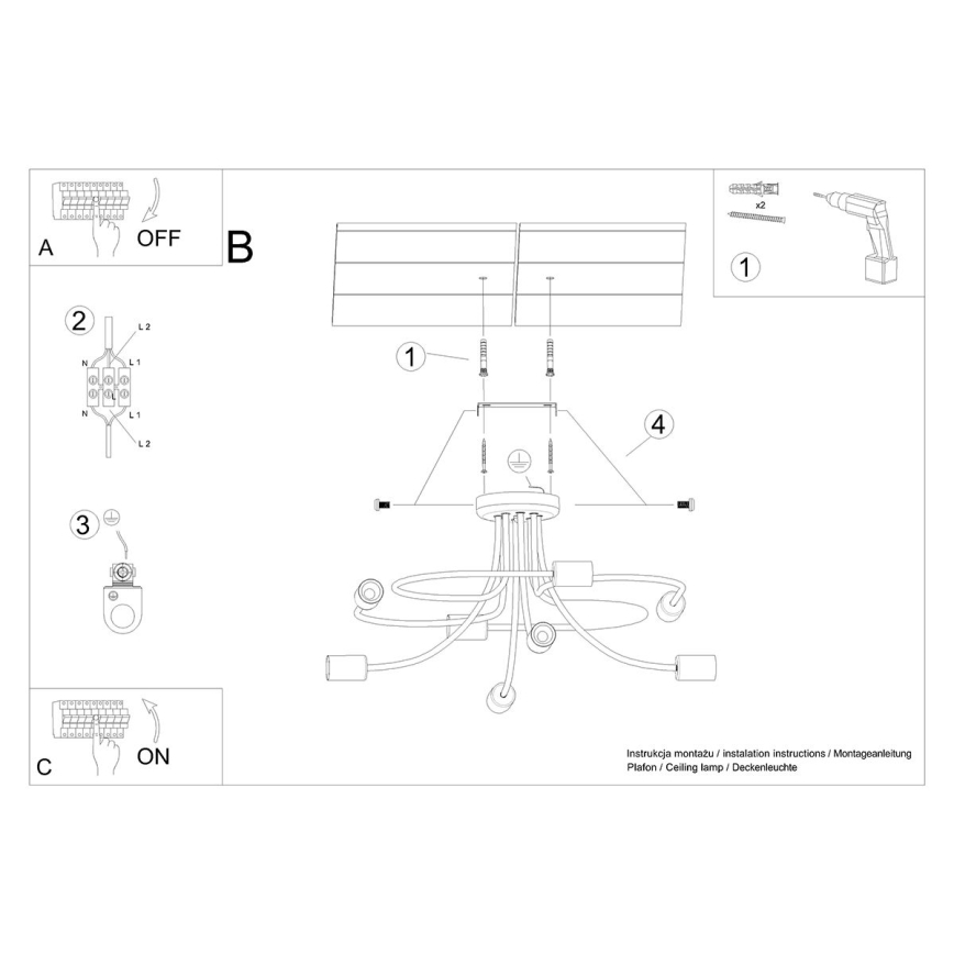 Viseći luster LEVAR 8xE27/15W/230V crna