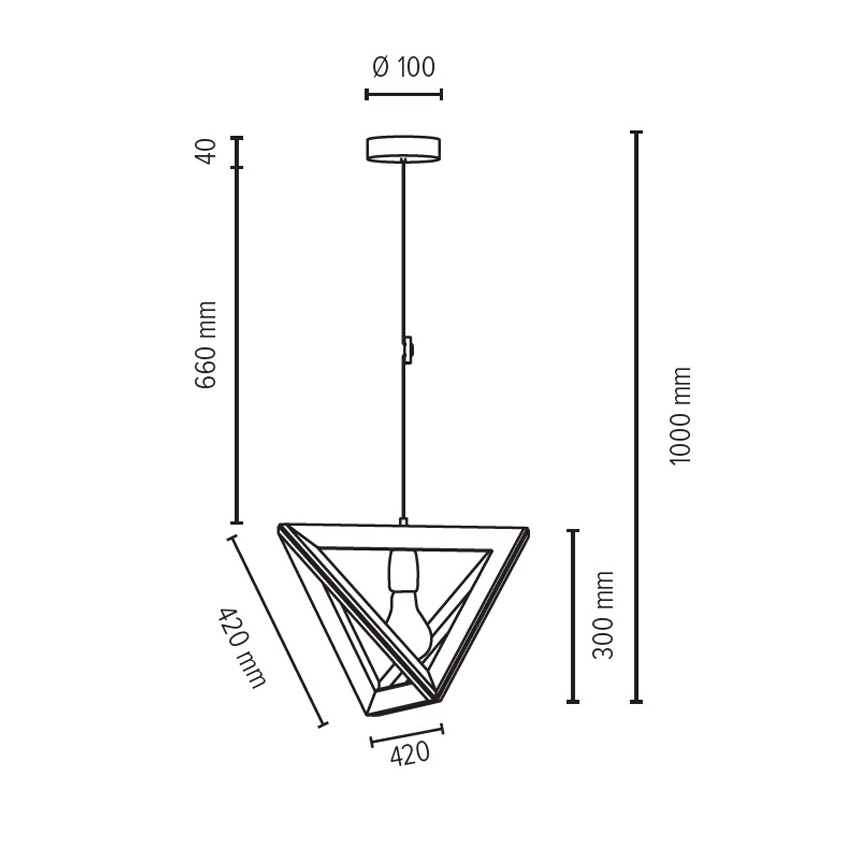 Luster na sajli TRIGONON 1xE27/60W/230V mat hrast – FSC certificirano