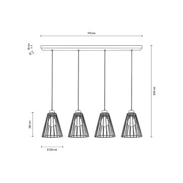 Luster na sajli ORAZIO 4xE27/60W/230V hrast – FSC certificirano