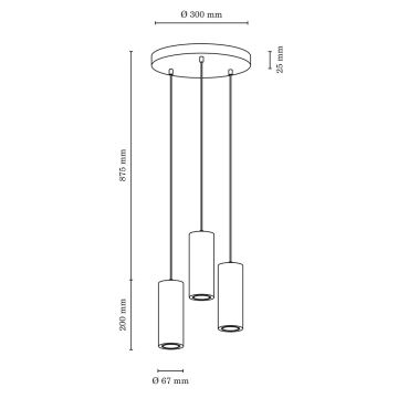 LED Luster na sajli PIPE 3xGU10/5W/230V mat hrast – FSC certificirano