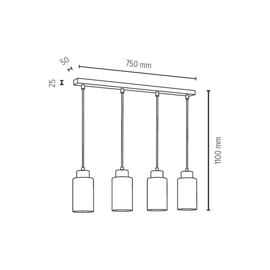 Luster na sajli BOSCO 4xE27/60W/230V – FSC certificirano