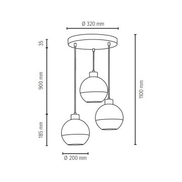 Luster na sajli FRESH 3xE27/60W/230V – FSC certificirano