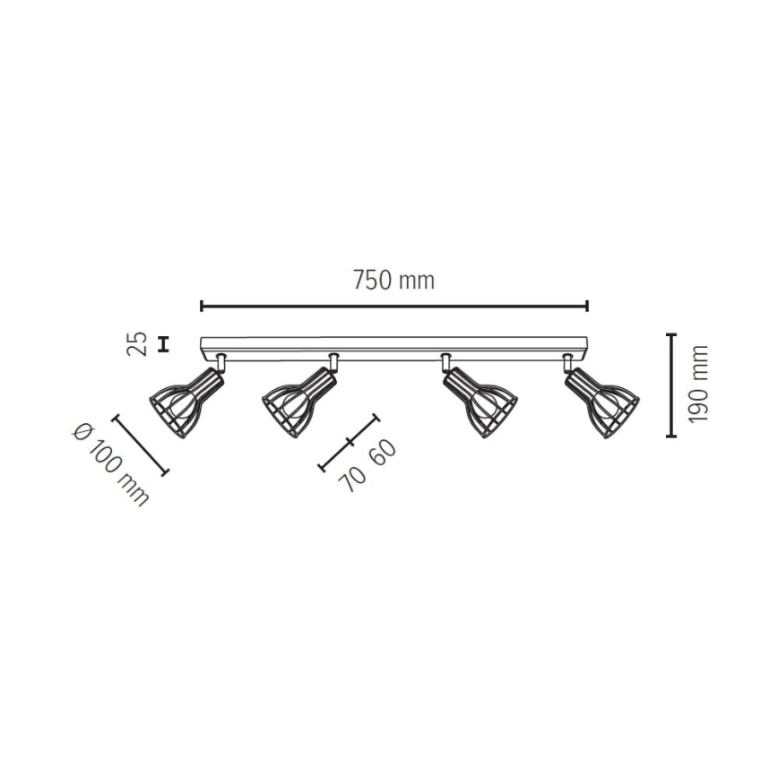 Reflektorska svjetiljka MEGAN 4xE14/40W/230V hrast – FSC certificirano