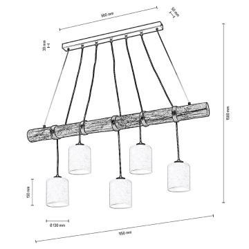 Luster na sajli TRENO 5xE27/25W/230V bor – FSC certificirano