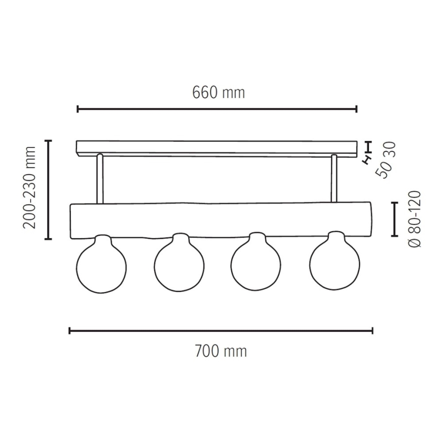 Luster na sajli TRABO 4xE27/60W/230V – FSC certificirano