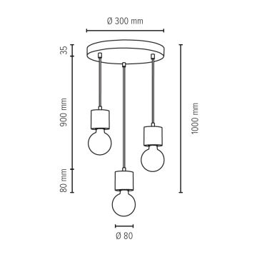 Luster na sajli TRONGO 3xE27/60W/230V – FSC certificirano