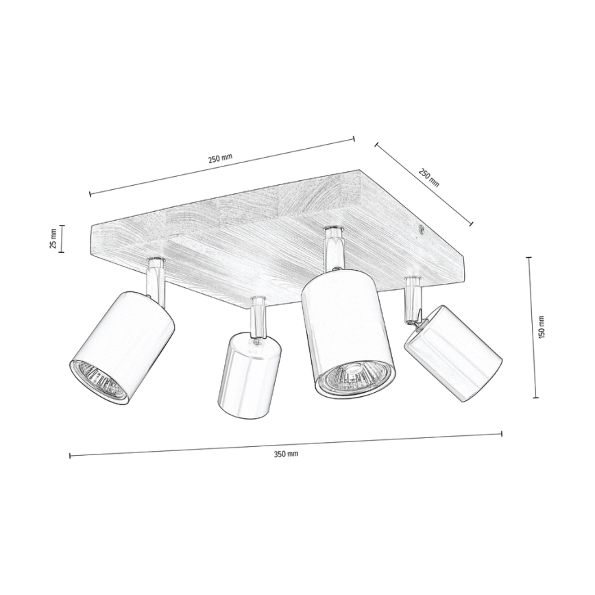 Stropna reflektorska svjetiljka MANARA 4xGU10/5W/230V bor – FSC certificirano