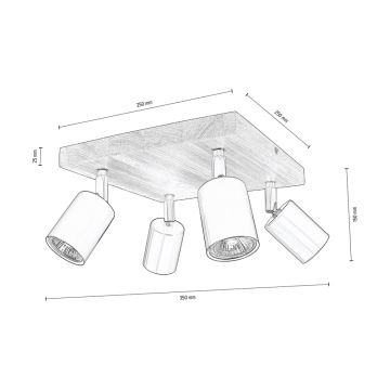 Stropna reflektorska svjetiljka MANARA 4xGU10/5W/230V orah – FSC certificirano