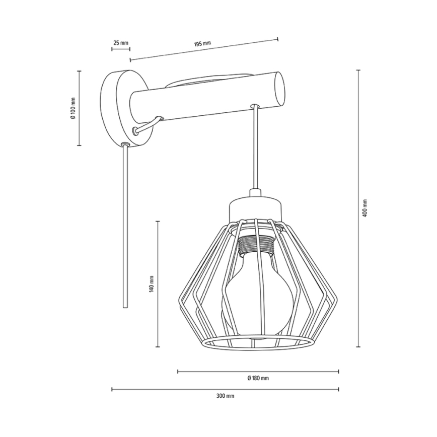 Zidna lampa MUG 1xE27/15W/230V bor – FSC certificirano