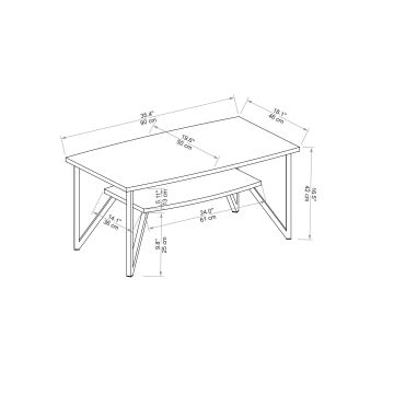 Stolić za kavu ASENS 42x90 cm bor atlantic/crna