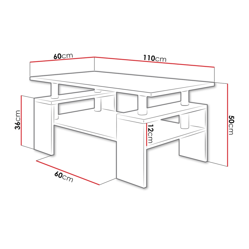 Stolić za kavu CUBE 50x110 cm hrast sonoma