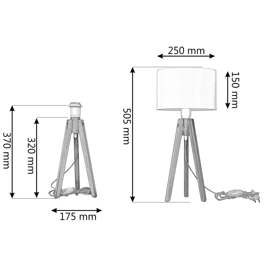 Stolna lampa ALBA 1xE27/60W/230V bijela/hrast