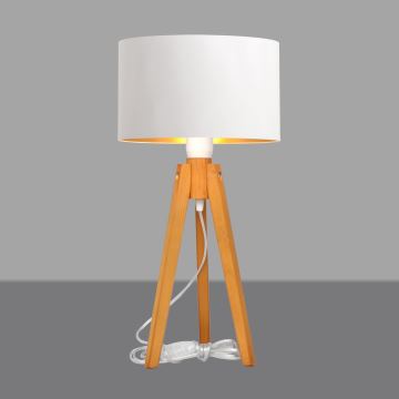 Stolna lampa ALBA 1xE27/60W/230V bijela/zlatna/hrast