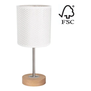 Stolna lampa BENITA 1xE27/60W/230V 30 cm bijela/hrast – FSC certificirano