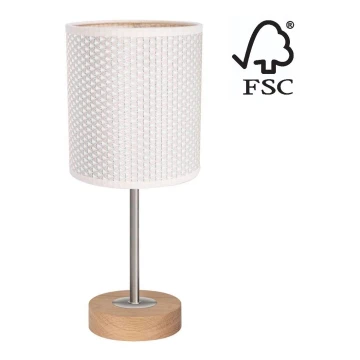 Stolna lampa BENITA 1xE27/60W/230V 30 cm krem/hrast – FSC certificirano