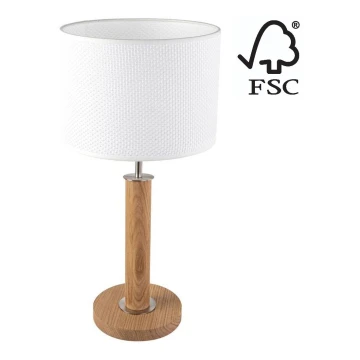 Stolna lampa BENITA 1xE27/60W/230V 48 cm bijela/hrast – FSC certificirano