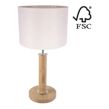 Stolna lampa BENITA 1xE27/60W/230V 48 cm krem/hrast – FSC certificirano