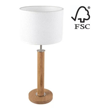 Stolna lampa BENITA 1xE27/60W/230V 61 cm bijela/hrast – FSC certificirano