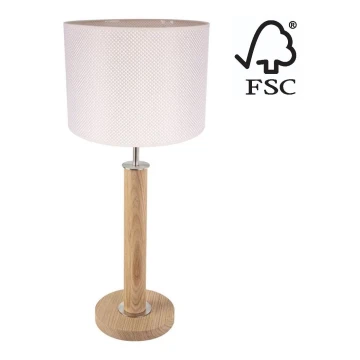 Stolna lampa BENITA 1xE27/60W/230V 61 cm krem/hrast – FSC certificirano