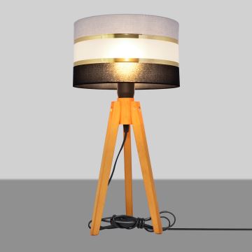 Stolna lampa HELEN 1xE27/60W/230V siva/crna/zlatna/hrast