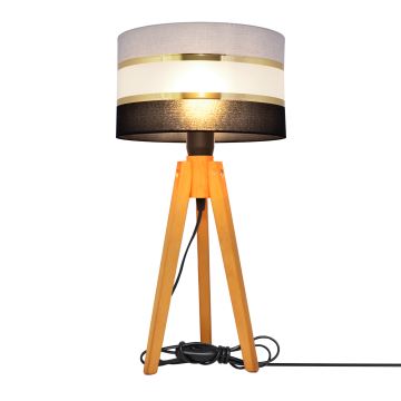 Stolna lampa HELEN 1xE27/60W/230V siva/crna/zlatna/hrast