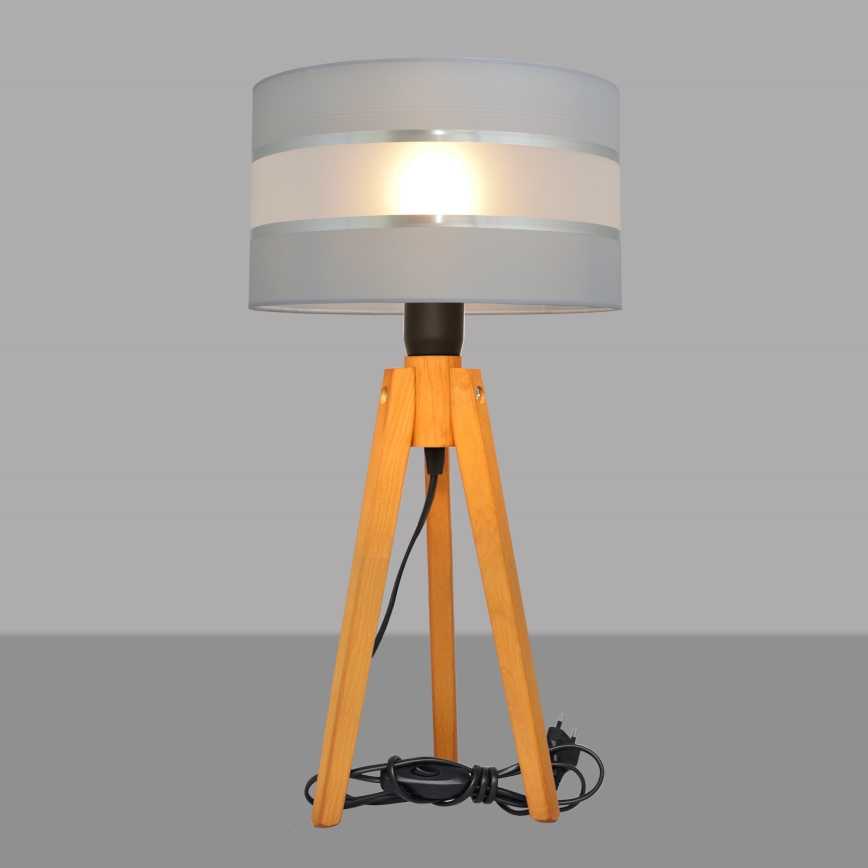 Stolna lampa HELEN 1xE27/60W/230V siva/krom/hrast