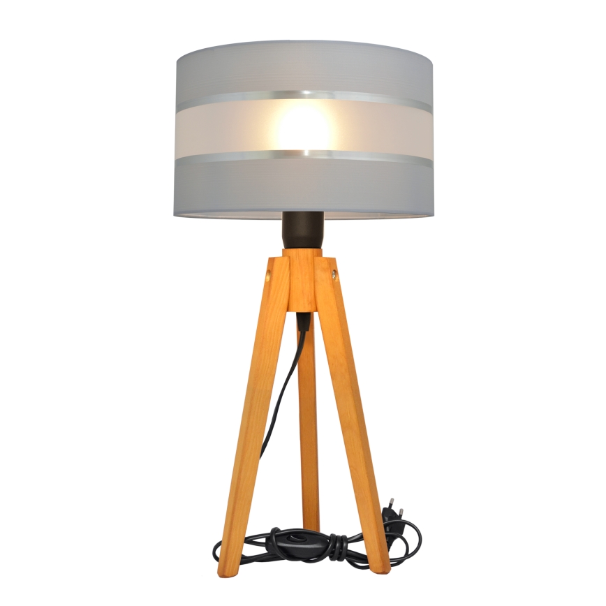 Stolna lampa HELEN 1xE27/60W/230V siva/krom/hrast