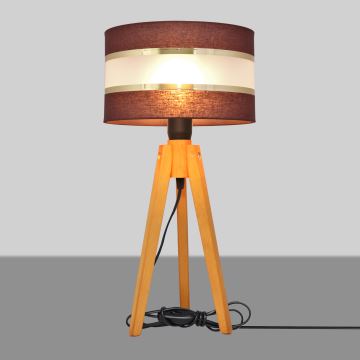 Stolna lampa HELEN 1xE27/60W/230V smeđa/zlatna/hrast