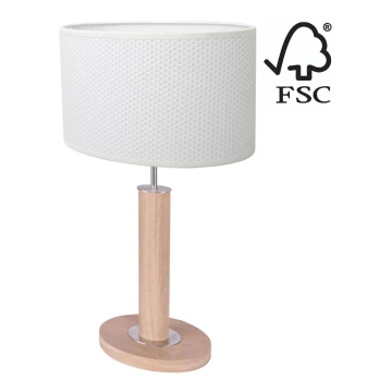 Stolna lampa MERCEDES 1xE27/40W/230V 46 cm bijela/hrast – FSC certificirano