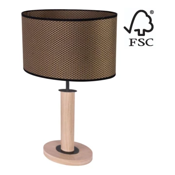 Stolna lampa MERCEDES 1xE27/40W/230V 46 cm smeđa/hrast – FSC certificirano