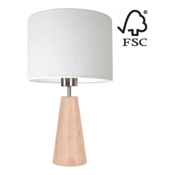 Stolna lampa MERCEDES 1xE27/40W/230V pr. 43 cm bijela/hrast – FSC certificirano