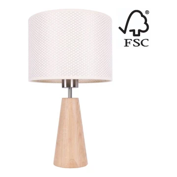 Stolna lampa MERCEDES 1xE27/40W/230V pr. 43 cm krem/hrast – FSC certificirano