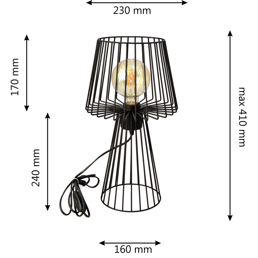 Stolna lampa TORRI 1xE27/15W/230V crna