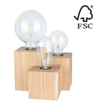 Stolna lampa VINCENT 3xE27/15W/230V hrast – FSC certificirano