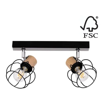 Stropna reflektorska svjetiljka PHIPHI 2xE27/60W/230V hrast – FSC certificirano
