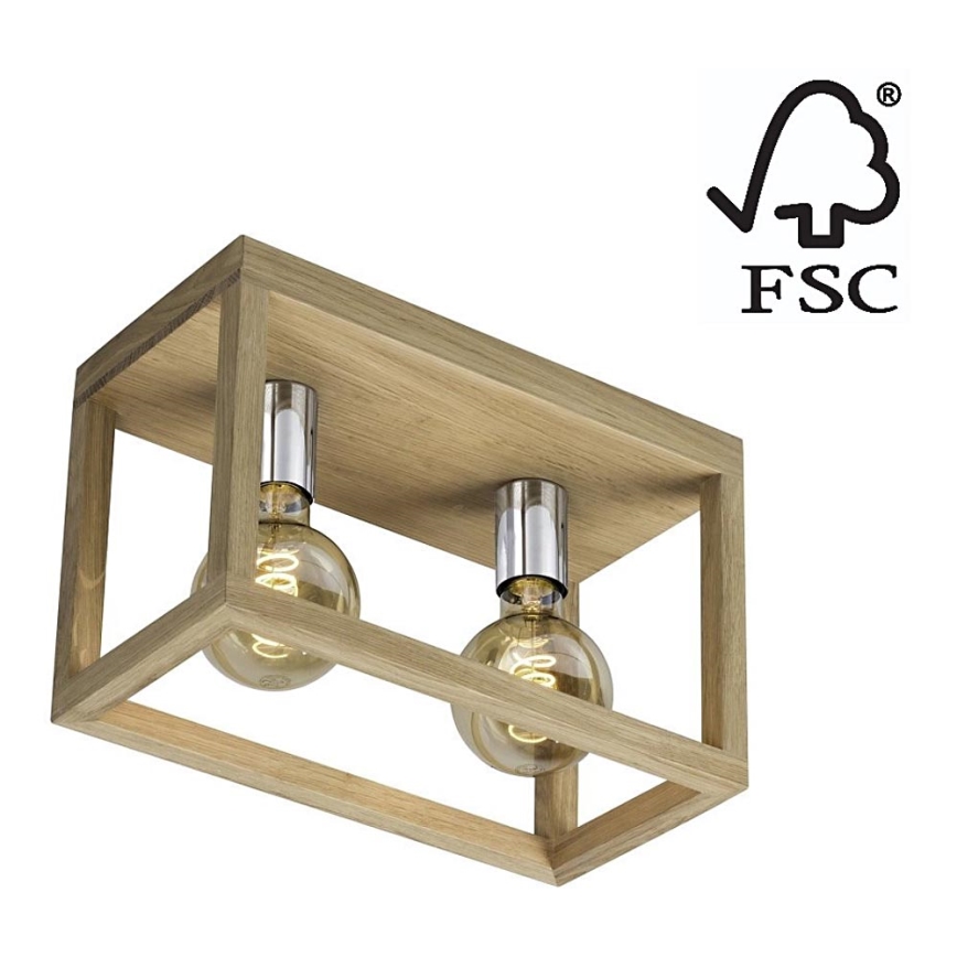 Stropna svjetiljka KAGO 2xE27/60W/230V mat hrast – FSC certificirano