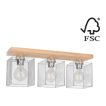 Stropna svjetiljka NORMAN WOOD 3xE27/25W/230V mat hrast – FSC certificirano