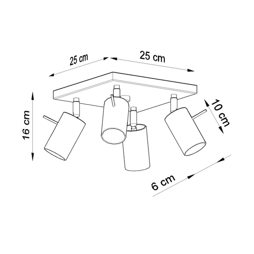 Stropna svjetiljka RING 4 4xGU10/40W/230V crna