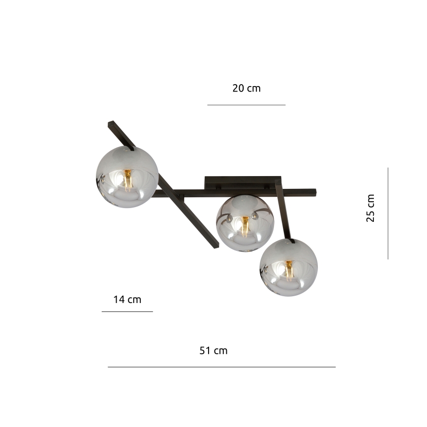 Stropna svjetiljka SMART 3xE14/10W/230V crna/siva
